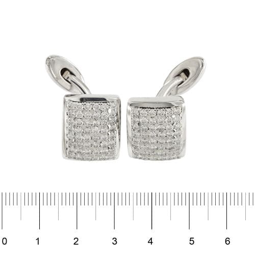 Boutons de manchette San Giorgio - Boutons de manchette rectangulaires en or blanc 18 carats et diamants 58 Facettes 36484