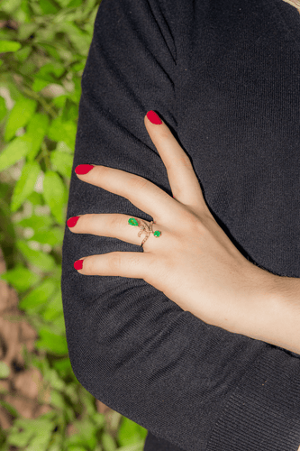 Bague 55 Bague en or jaune 18 carats avec émeraudes et diamants 58 Facettes 3655099CN