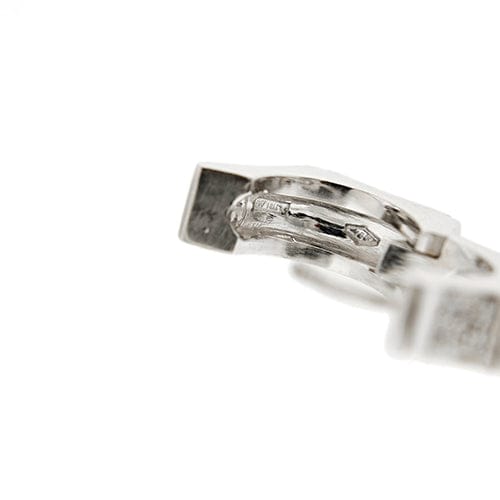 Boucles d'oreilles Salvini - Boucles d’oreilles créoles hexagonales en or blanc 18 ct et diamants 58 Facettes 36633