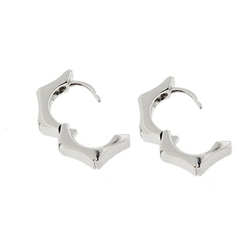 Boucles d'oreilles Salvini - Boucles d’oreilles créoles hexagonales en or blanc 18 ct et diamants 58 Facettes 36633