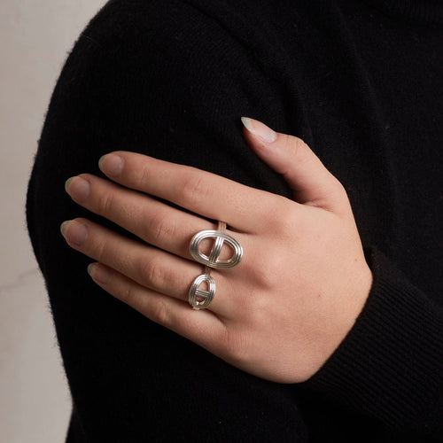 Bague 53 HERMES - Bague Double Chaîne D'ancre 58 Facettes DV0365-7