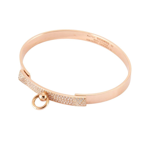 Collier HERMES - Bracelet modèle Collier de chien Or rose Diamants 58 Facettes