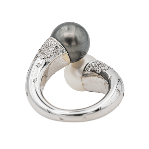 Bague 51 Bague toi et moi en or blanc 18 carats, perles et diamants 58 Facettes 3726307CN