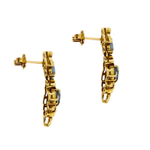 Boucles d'oreilles Boucles d’oreilles pendantes - Diamants et saphirs en or jaune 18 kt 58 Facettes 37417