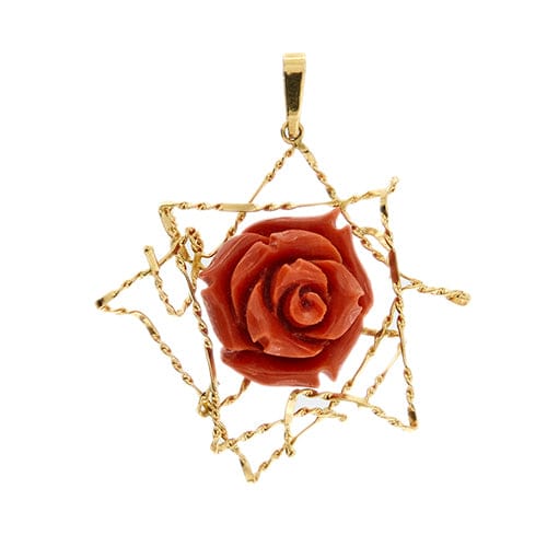 Pendentif Pendentif rose en corail en or jaune 18 ct 58 Facettes 37431
