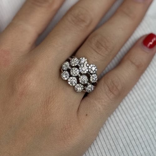 Bague Bague bouquet - Bague bandeau en or blanc 18 ct et diamants 58 Facettes 37456