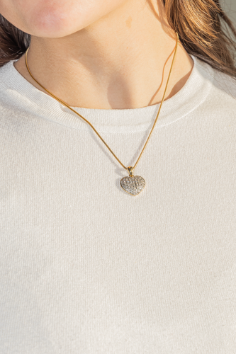 Collier Collier cœur en or jaune 18 carats et diamants 58 Facettes 3754273CN