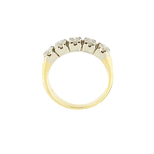 Bague Bague rivière - 5 diamants 0,80 ct en or jaune et blanc 18 kt 58 Facettes 37551