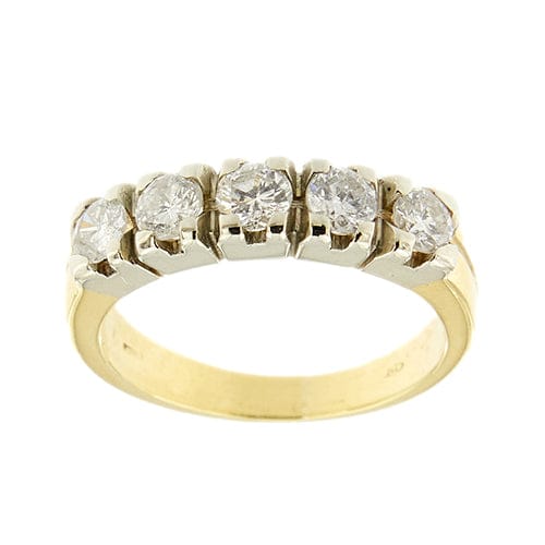 Bague Bague rivière - 5 diamants 0,80 ct en or jaune et blanc 18 kt 58 Facettes 37551