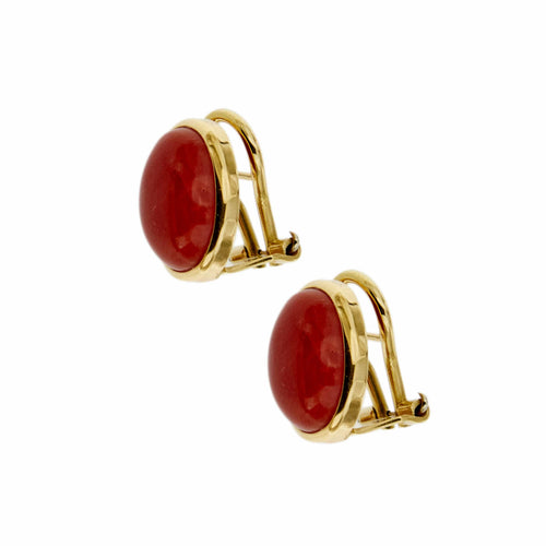 Boucles d'oreilles Boucles d’oreilles puces en or jaune 18 ct avec corail 58 Facettes 37575