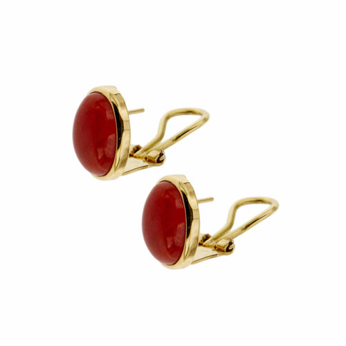 Boucles d'oreilles Boucles d’oreilles puces en or jaune 18 ct avec corail 58 Facettes 37575