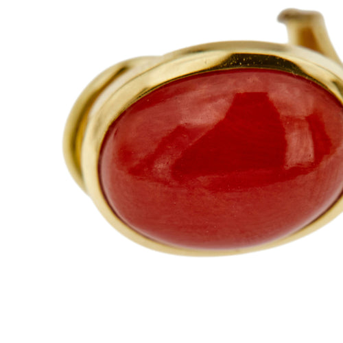 Boucles d'oreilles Boucles d’oreilles puces en or jaune 18 ct avec corail 58 Facettes 37575