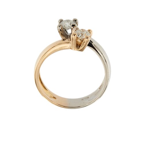Bague Bague contrarié en or rose et or blanc 18 kt avec diamants 58 Facettes 37802