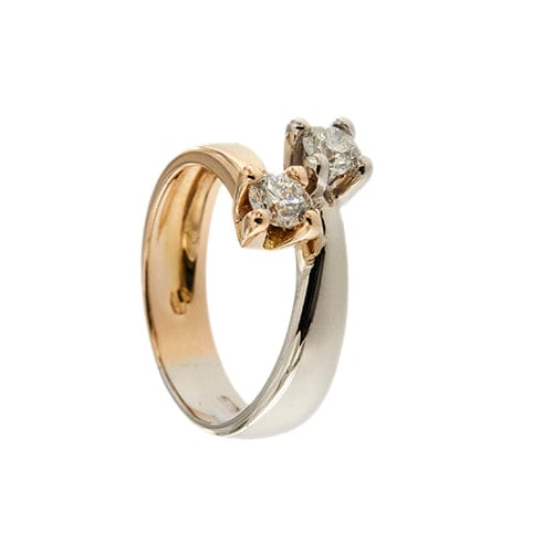 Bague Bague contrarié en or rose et or blanc 18 kt avec diamants 58 Facettes 37802