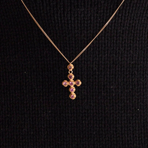 Pendentif Pendentif "Croix" Or Jaune et Améthystes 58 Facettes DV0425-1