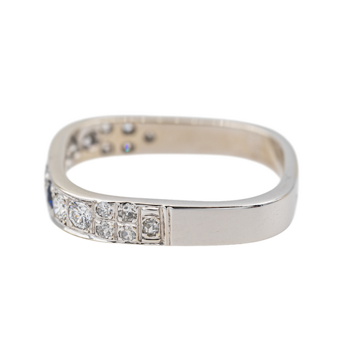 Bague 57 Bague carrée en or blanc 18 carats avec diamants et saphirs 58 Facettes 3789785CN