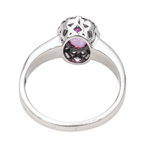 Bague 56 Bague en or blanc 18 carats avec saphir rose et diamants 58 Facettes 3789804CN