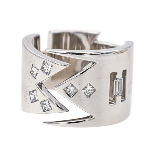 Bague 53 Bague en or blanc 18 carats sertie de diamants 58 Facettes 3803324CN