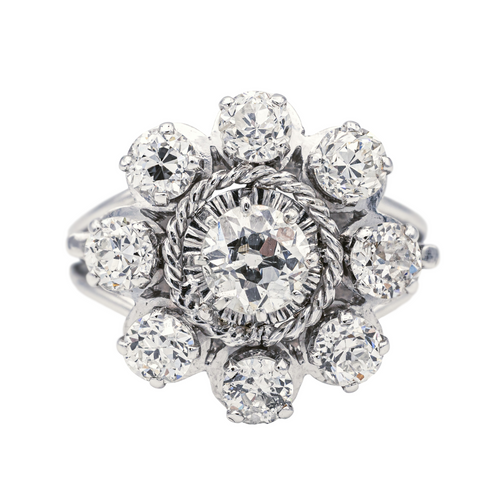 Bague 53.5 Bague marguerite en or blanc 18 carats et diamants 58 Facettes 3819025CN