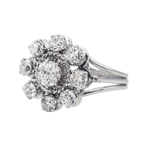 Bague 53.5 Bague marguerite en or blanc 18 carats et diamants 58 Facettes 3819025CN