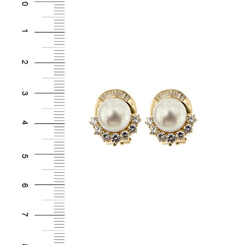 Boucles d'oreilles Boucles d’oreilles à puce - Perles d’eau salée et diamants en or jaune 18 kt 58 Facettes 38271