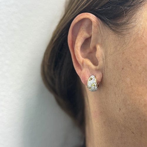 Boucles d'oreilles Pomellato Schegge - Boucles d’oreilles créoles en or 18 kt, diamants et saphirs jaunes 58 Facettes 38310