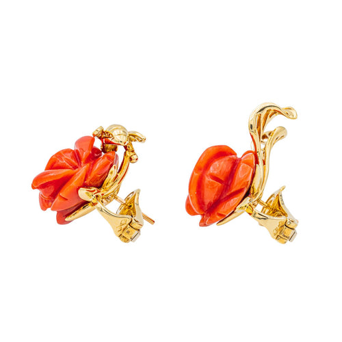 Boucles d'oreilles Dior Pré Catelan - Boucles d’oreilles clips en or jaune et blanc, diamants et corail 58 Facettes 3836859RV