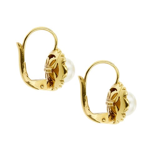 Boucles d'oreilles Boucles d’oreilles fleur en or jaune 18 ct et perles 58 Facettes 38383