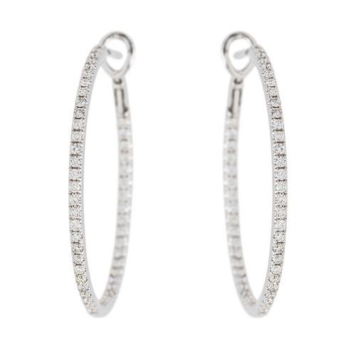Boucles d'oreilles Créoles - Boucles d’oreilles en or blanc 18 carats et diamants 58 Facettes 3853169RV