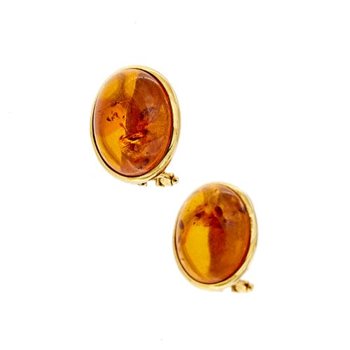 Boucles d'oreilles Boucles d’oreilles loup en or jaune 18 ct et ambre 58 Facettes 38578