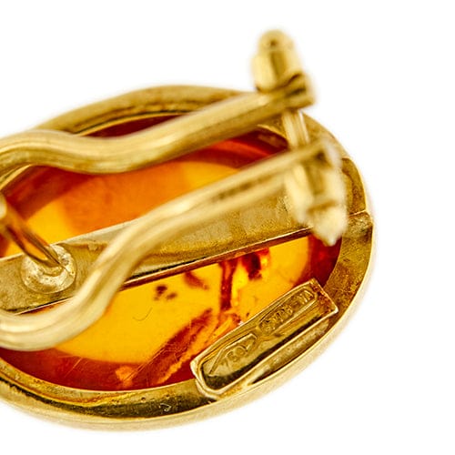 Boucles d'oreilles Boucles d’oreilles loup en or jaune 18 ct et ambre 58 Facettes 38578