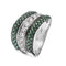 Bague 57 Bague bande ondulée en or blanc 18 ct avec diamants et émeraudes 58 Facettes 38594