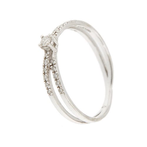 Bague 55 Mauboussin Al bivio - Bague double anneau en or blanc 18 carats et diamants 58 Facettes 38611