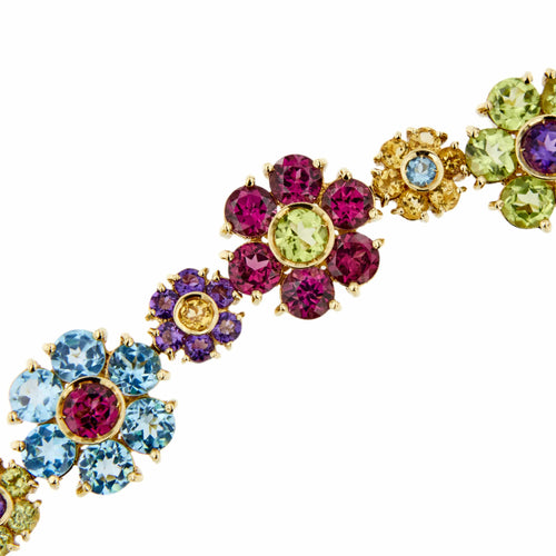 Bracelet Pasquale Bruni - Bracelet fleurs en or jaune 18 carats et pierres colorées 58 Facettes 38664