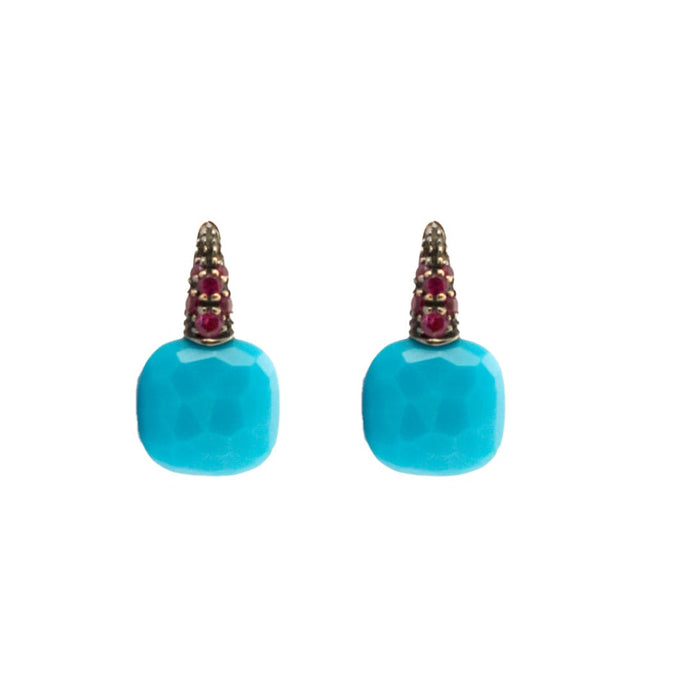 POMELLATO - Boucles d'Oreilles "Capri" Turquoises et Rubis