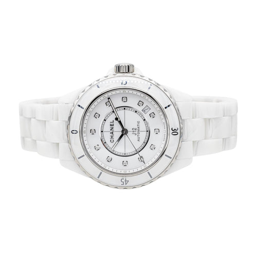 Montre Chanel J12 - Montre en céramique blanche à index diamants 58 Facettes 3883327CN