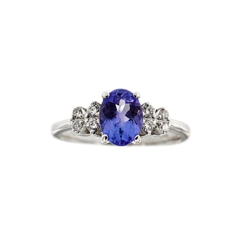Bague Bague en or blanc 18 ct avec tanzanite et diamants 58 Facettes 38890