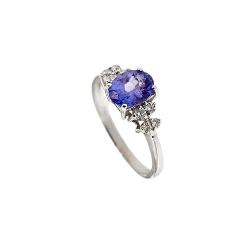 Bague Bague en or blanc 18 ct avec tanzanite et diamants 58 Facettes 38890
