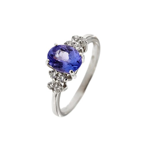 Bague Bague en or blanc 18 ct avec tanzanite et diamants 58 Facettes 38890
