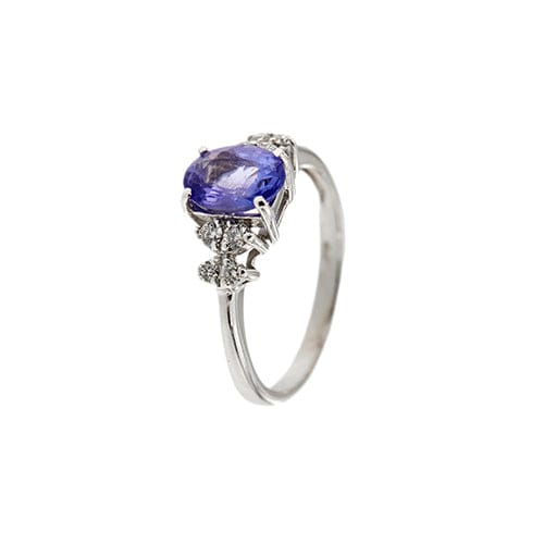 Bague Bague en or blanc 18 ct avec tanzanite et diamants 58 Facettes 38890