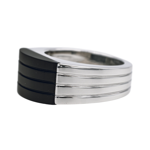 Bague 60 Boucheron Godron - Bague en or blanc et onyx 58 Facettes 3904034CN