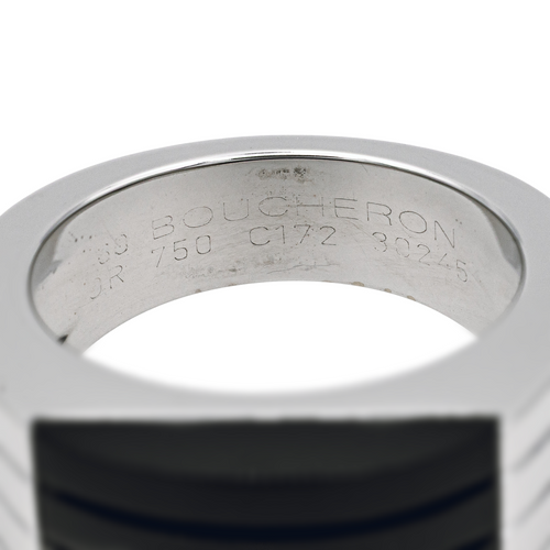 Bague 60 Boucheron Godron - Bague en or blanc et onyx 58 Facettes 3904034CN