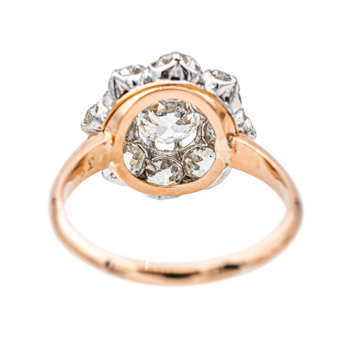 Bague 58 Bague marguerite en or rose et platine avec diamants taille ancienne 58 Facettes 3904858CN