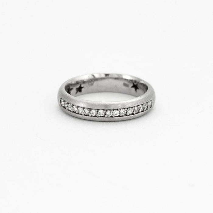 Bague 54 STERN - Anneau en Or Gris et Diamants 58 Facettes DV0433-3