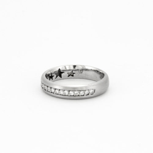 Bague 54 STERN - Anneau en Or Gris et Diamants 58 Facettes DV0433-3-54
