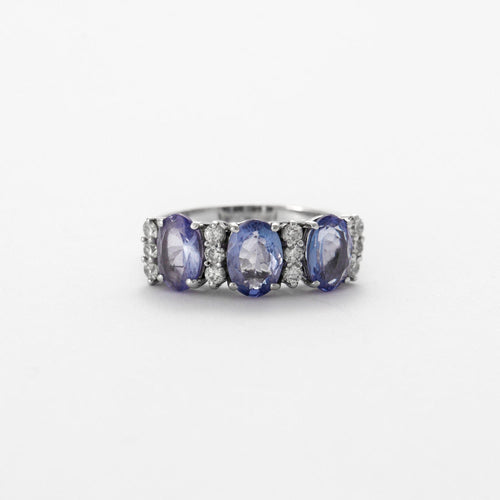 Bague 53 Bague Or Gris Tanzanites 58 Facettes DV0302-2