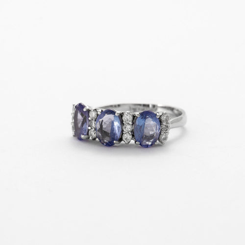 Bague 53 Bague Or Gris Tanzanites 58 Facettes DV0302-2