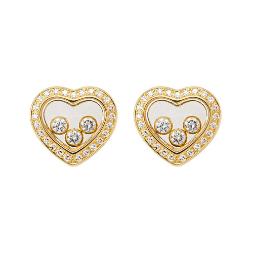 Boucles d'oreilles Chopard Happy Diamonds Icons - Boucles d’oreilles puces en or jaune et diamants 58 Facettes 3951646CN