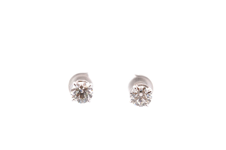 Boucles d'oreilles Puces d’oreilles en or blanc 18k avec 2 diamants 1 ct 58 Facettes 27899
