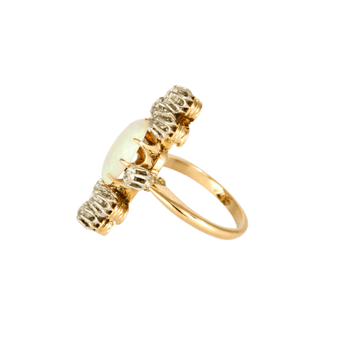 Bague 55 Bague ancienne en or jaune 18k et opale, diamants 58 Facettes BO/240035